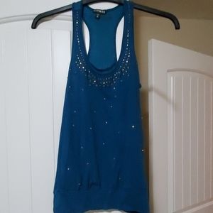 Express teal jeweled razorback top